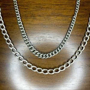 Two Antique Sterling Silver Chains